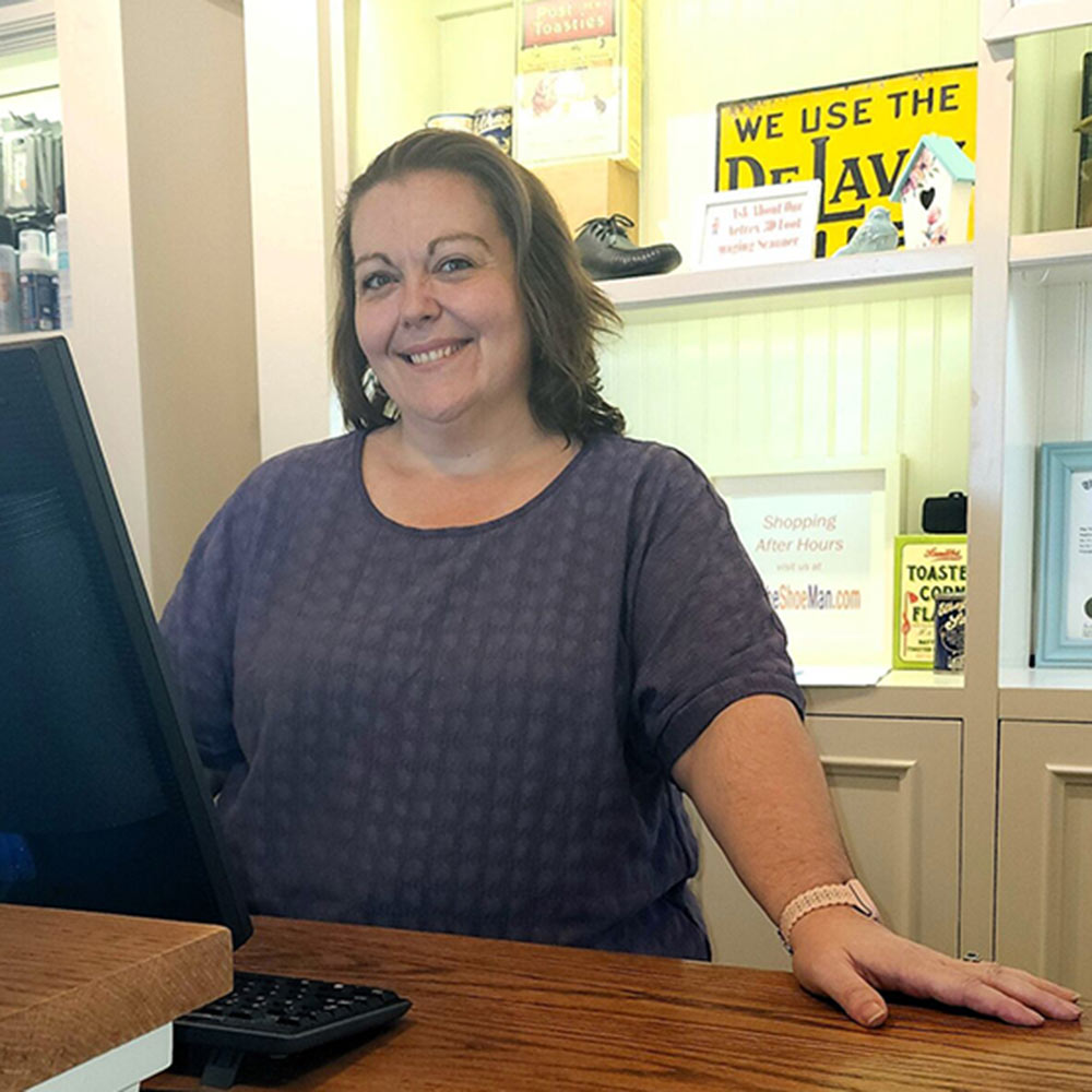 Angela standing behind the counter