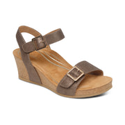 Aetrex Lexa Cork Wedge Quarter Strap Bronze