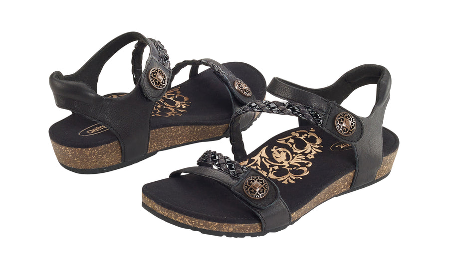 Aetrex Jillian Braided Quarter Strap Black