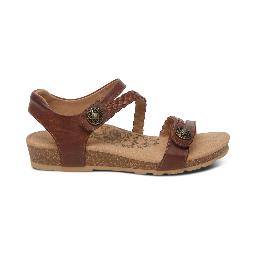 Aetrex Jillian Braided Quarter Strap Walnut