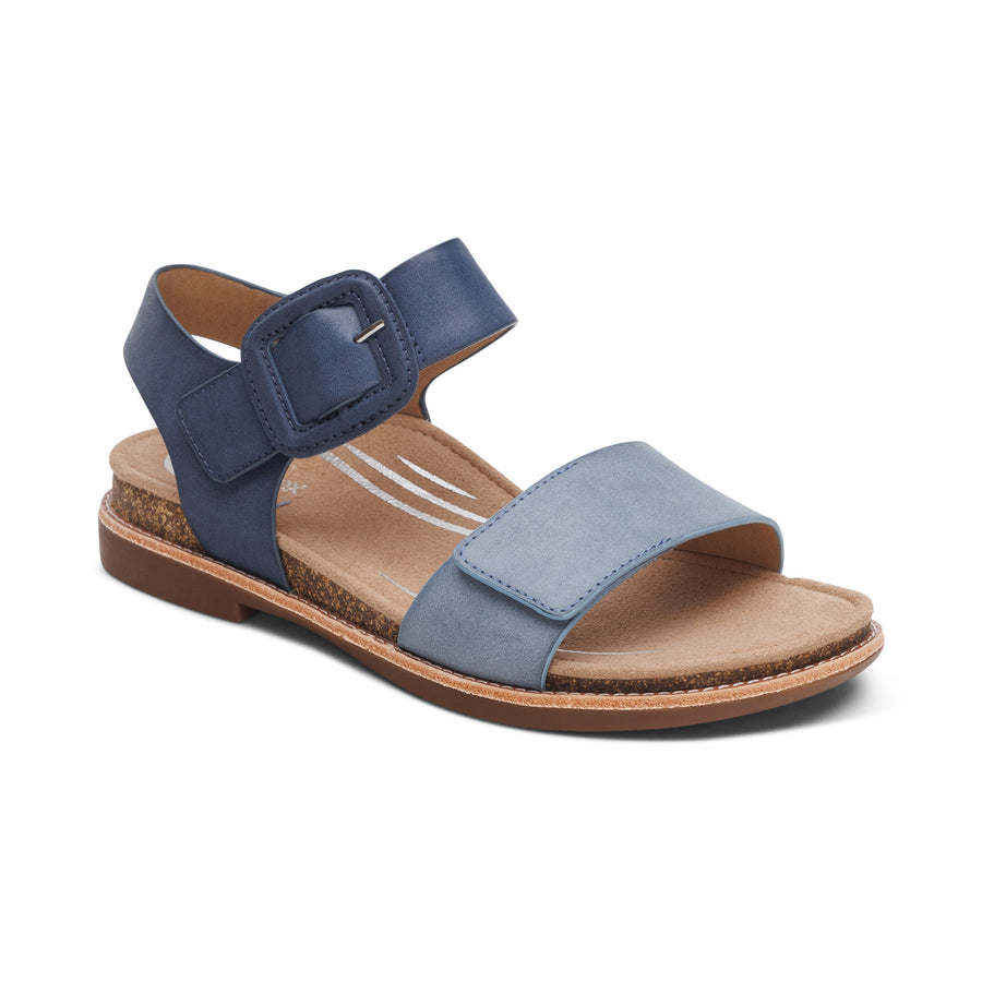 Aetrex Claire Quarter Strap Sandal Navy