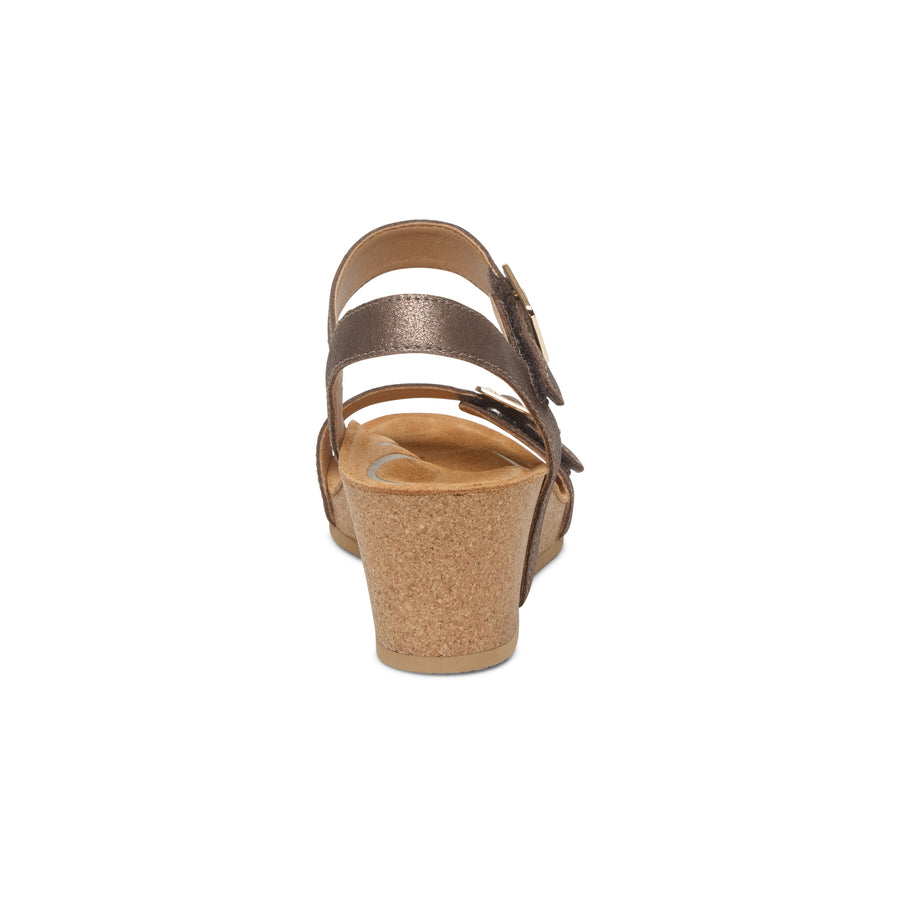 Aetrex Lexa Cork Wedge Quarter Strap Bronze