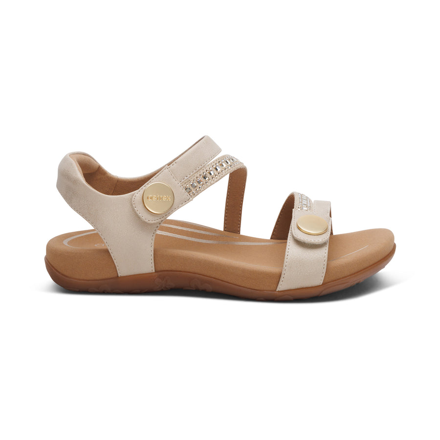 Aetrex Jess Quarter Strap Champagne Sparkle