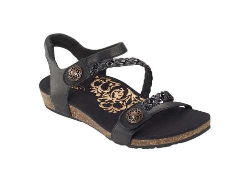 Aetrex Jillian Braided Quarter Strap Black