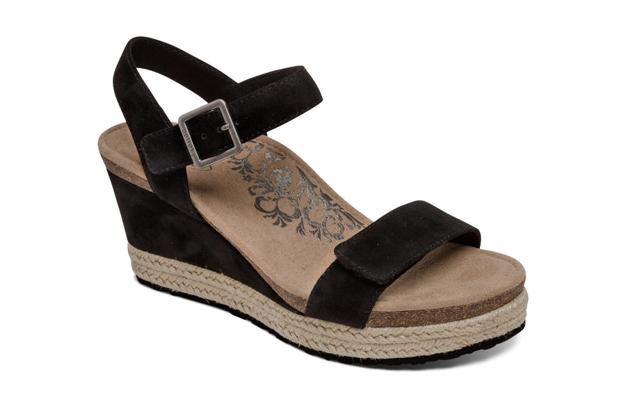 Aetrex Sydney Espdrll Qtr Strp Black