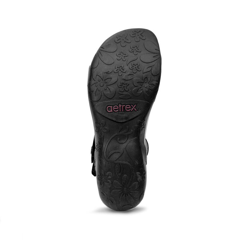 Aetrex Gabby Adjustable Quarter Strap Sandal Black Multi
