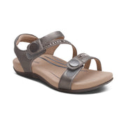 Aetrex Jess Qtr Strap Pewter Sparkle