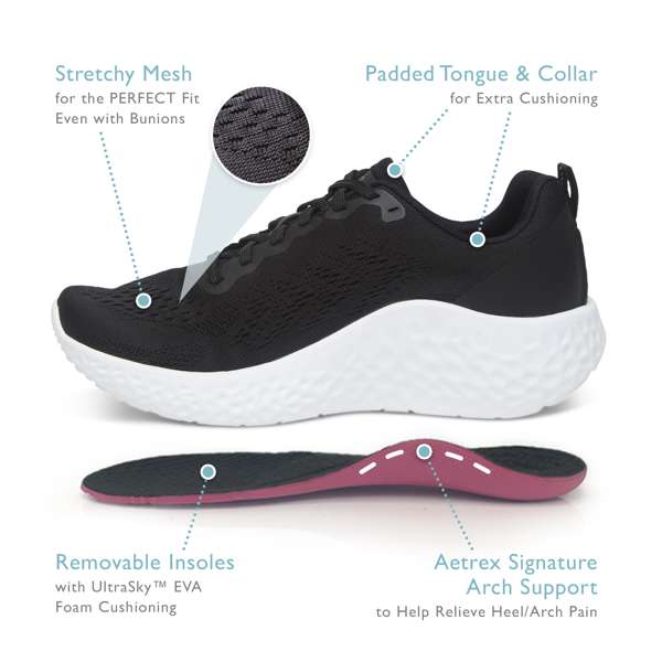 Aetrex Danika Arch Support Sneakers Navy