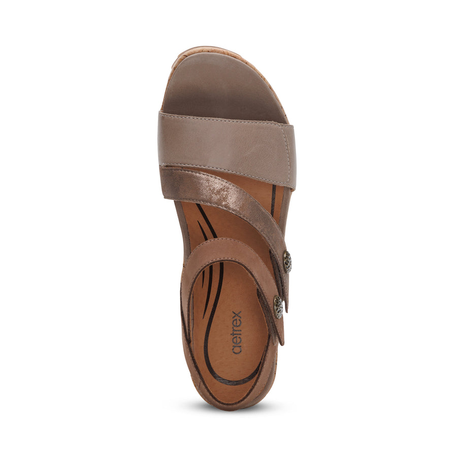 Aetrex Madelyn Wedge Taupe Multi