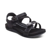 Aetrex Jess Qtr Strap Black Sparkle