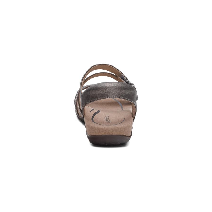 Aetrex Jess Qtr Strap Pewter Sparkle