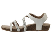 Aetrex Jillian Braided Quarter Strap White