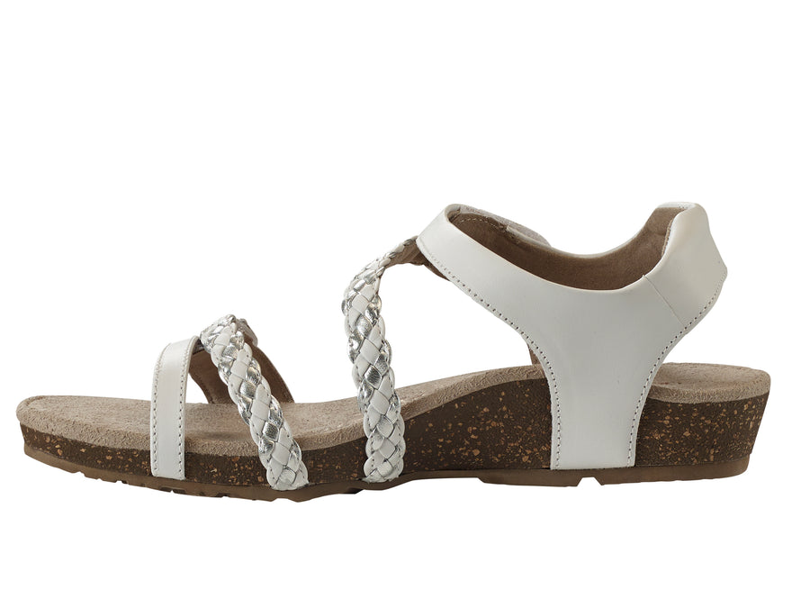 Aetrex Jillian Braided Quarter Strap White