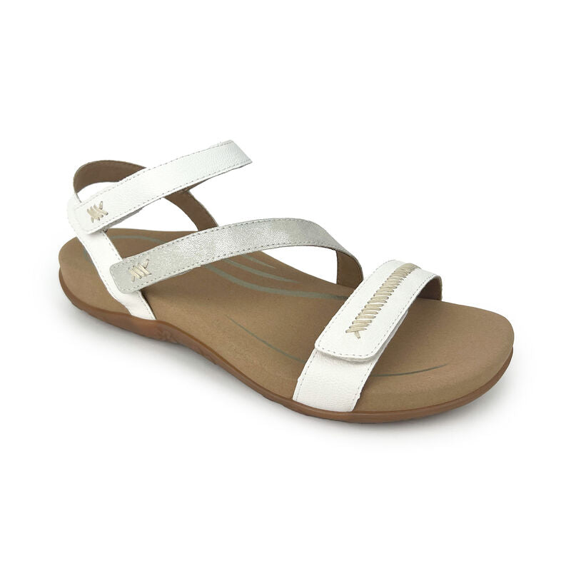 Aetrex Gabby Adjustable Quarter Strap Sandal White