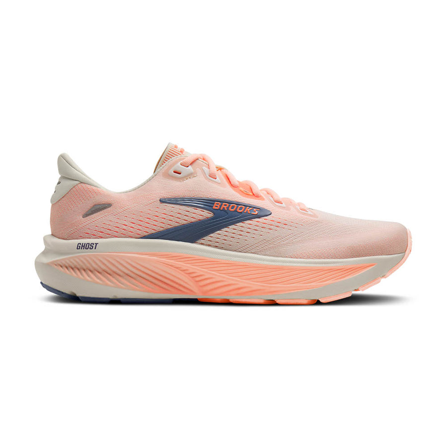 Brooks Women's Ghost 18  Star White/Cyber Peach/Grey