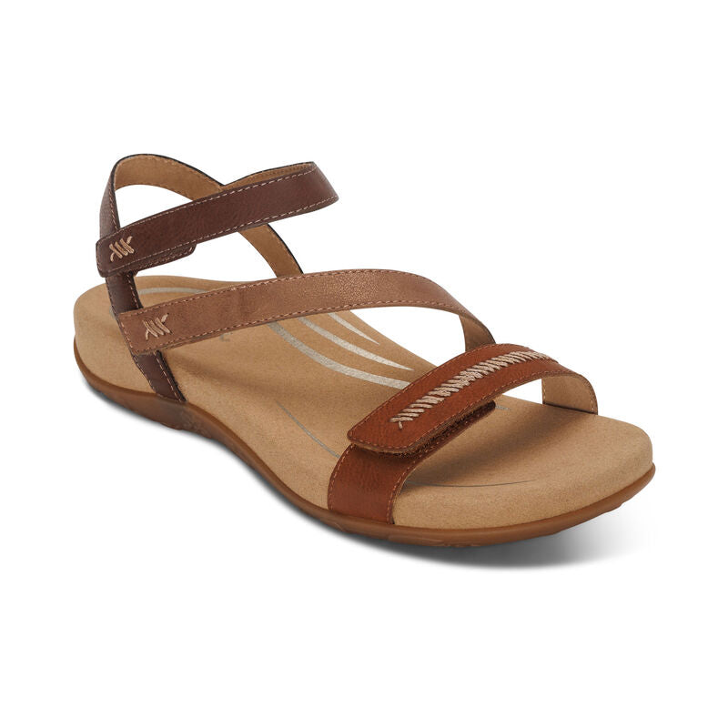 Aetrex Gabby Adjustable Quarter Strap Sandal Cognac Multi
