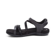 Aetrex Jess Qtr Strap Black Sparkle