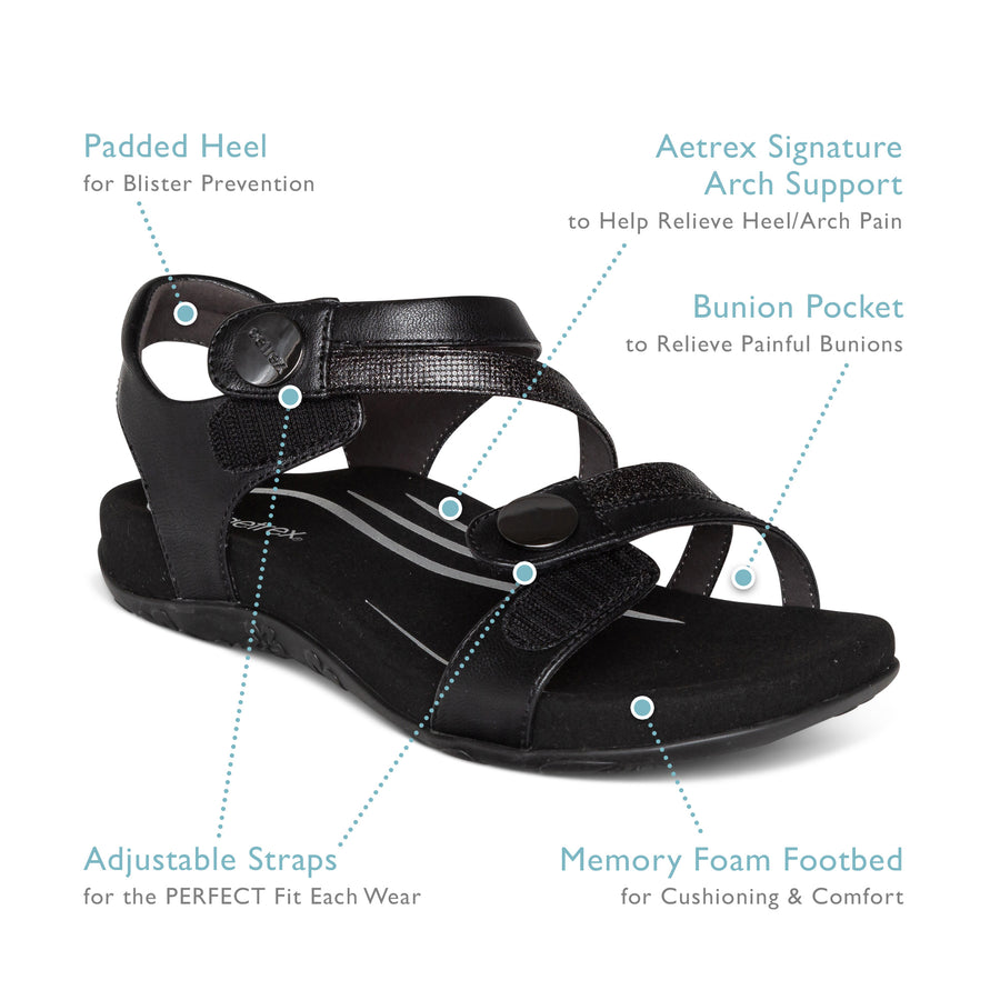 Aetrex Jess Quarter Strap Black
