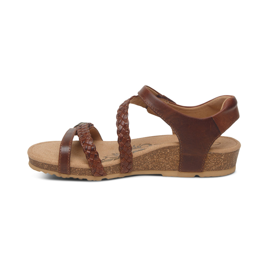 Aetrex Jillian Braided Quarter Strap Walnut
