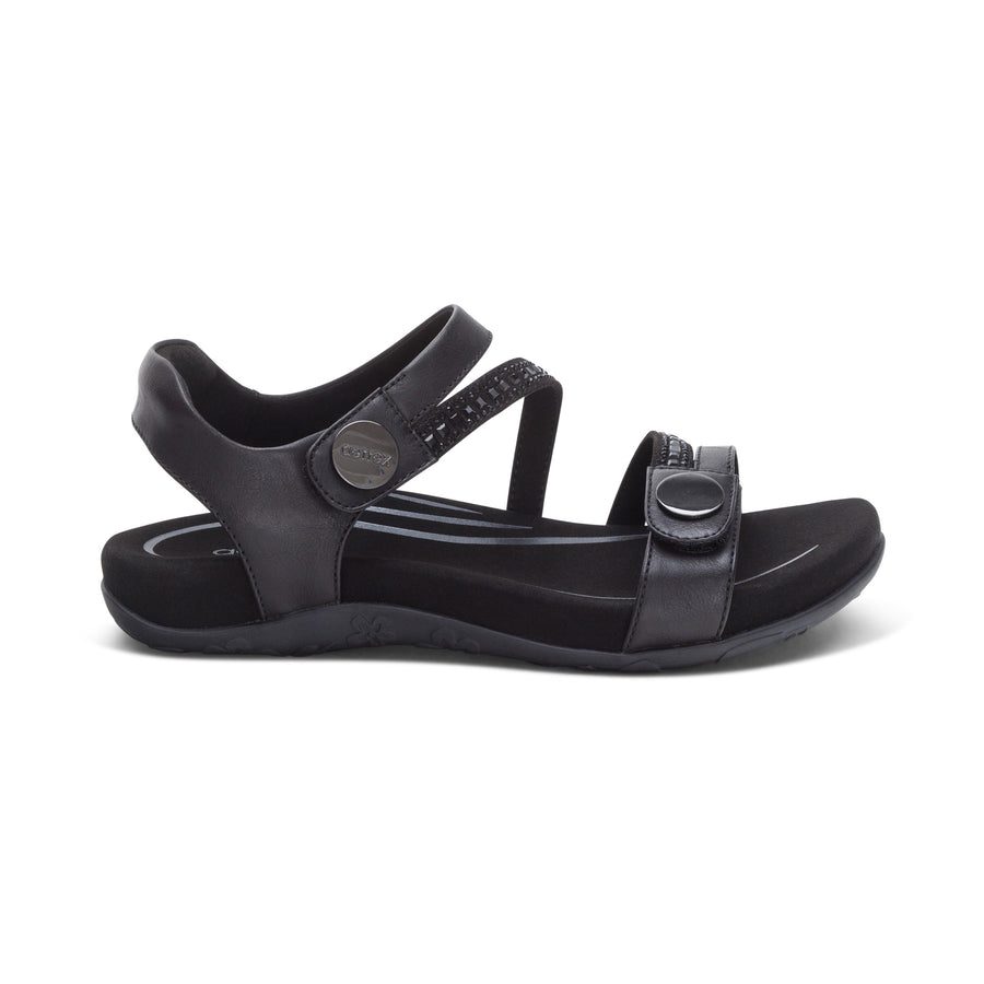 Aetrex Jess Qtr Strap Black Sparkle