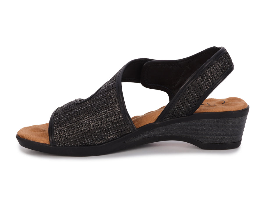 Ros Hommerson Kimmi Black Raffia / Black Leather