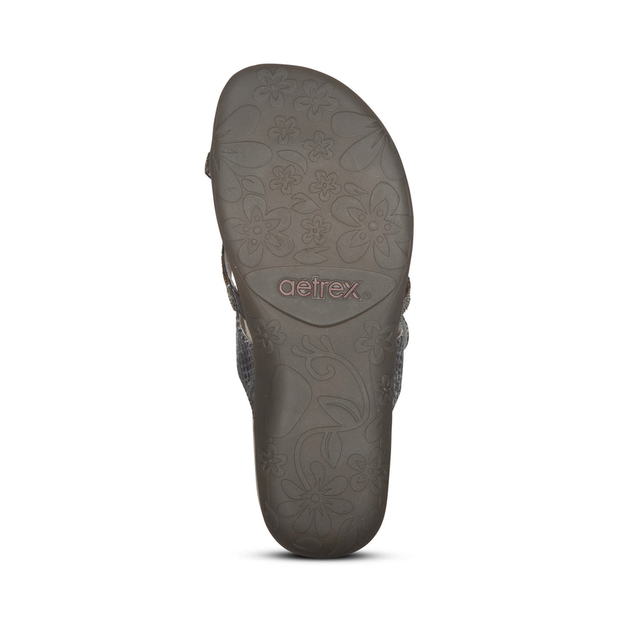 Aetrex Izzy Sparkle Thong Pewter