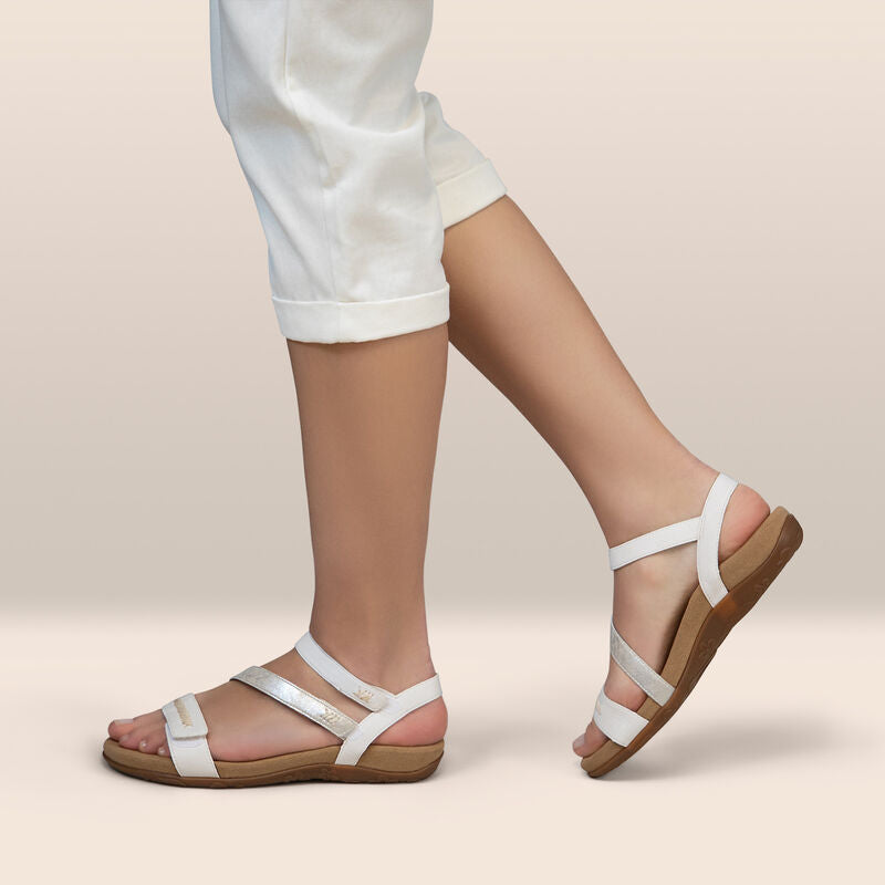 Aetrex Gabby Adjustable Quarter Strap Sandal White