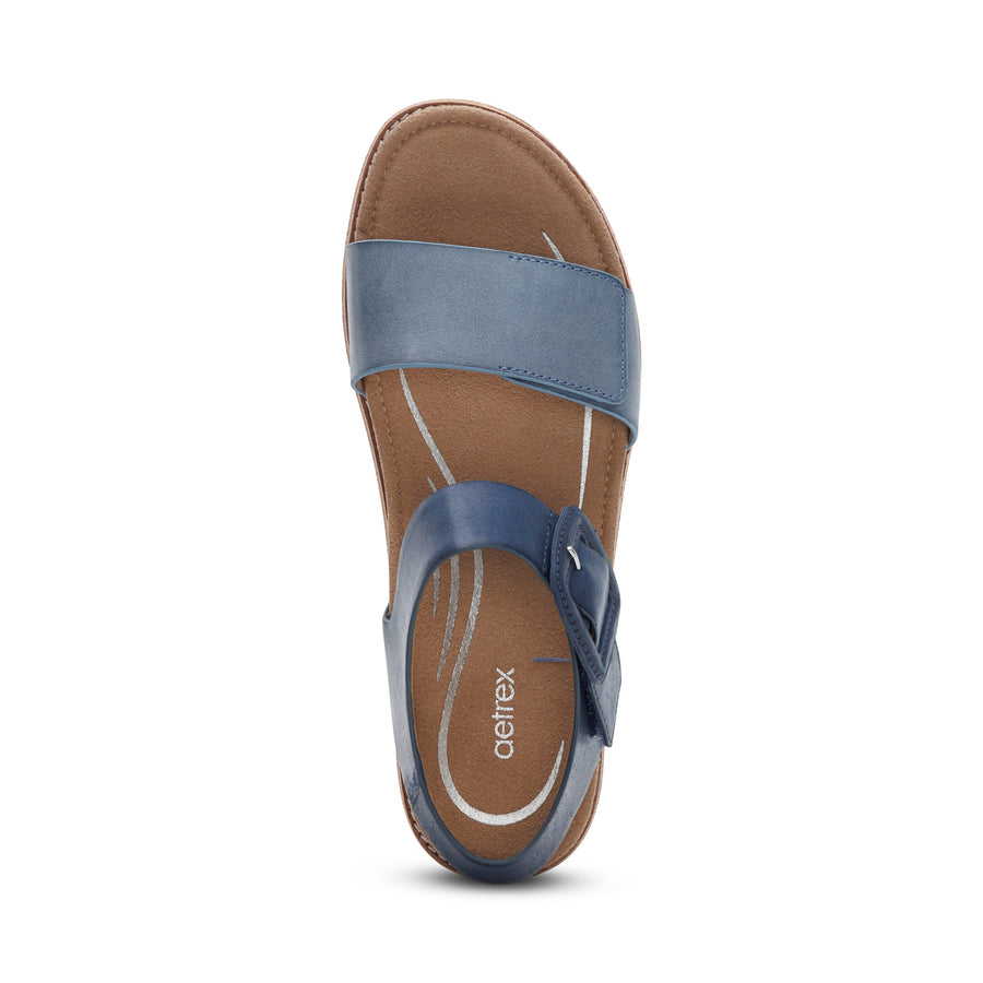 Aetrex Claire Quarter Strap Sandal Navy