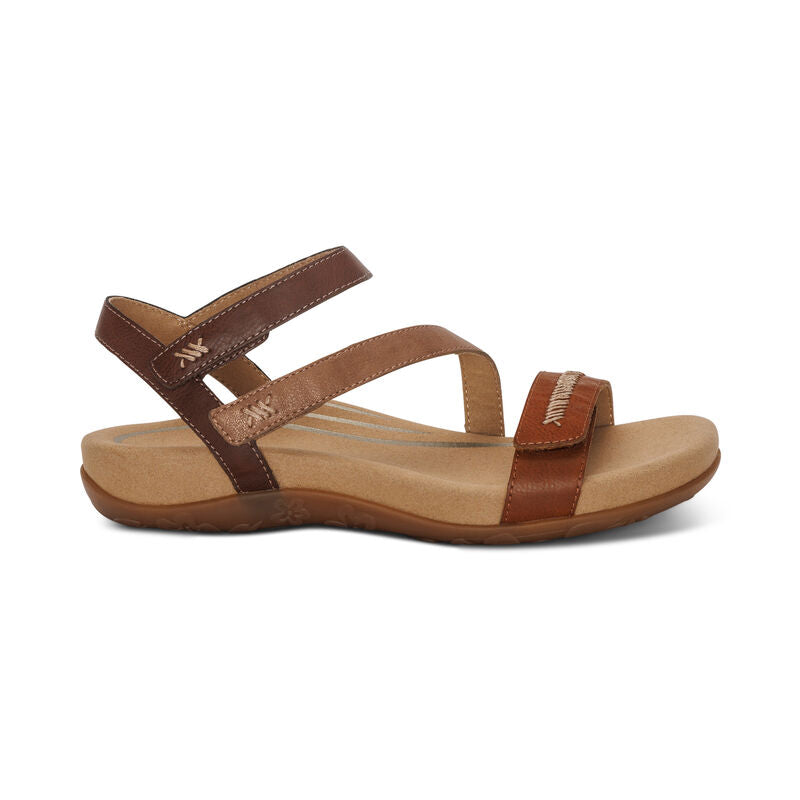 Aetrex Gabby Adjustable Quarter Strap Sandal Cognac Multi