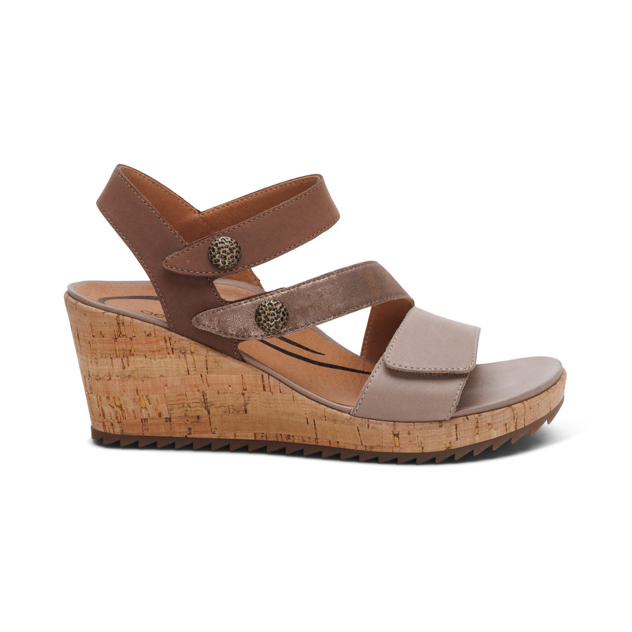 Aetrex Madelyn Wedge Taupe Multi
