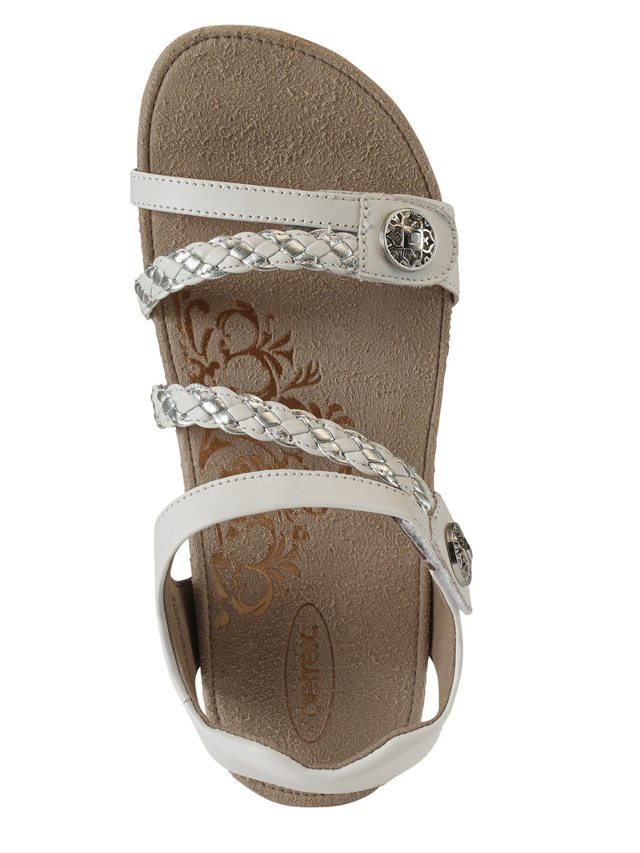 Aetrex Jillian Braided Quarter Strap White