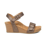 Aetrex Lexa Cork Wedge Quarter Strap Bronze