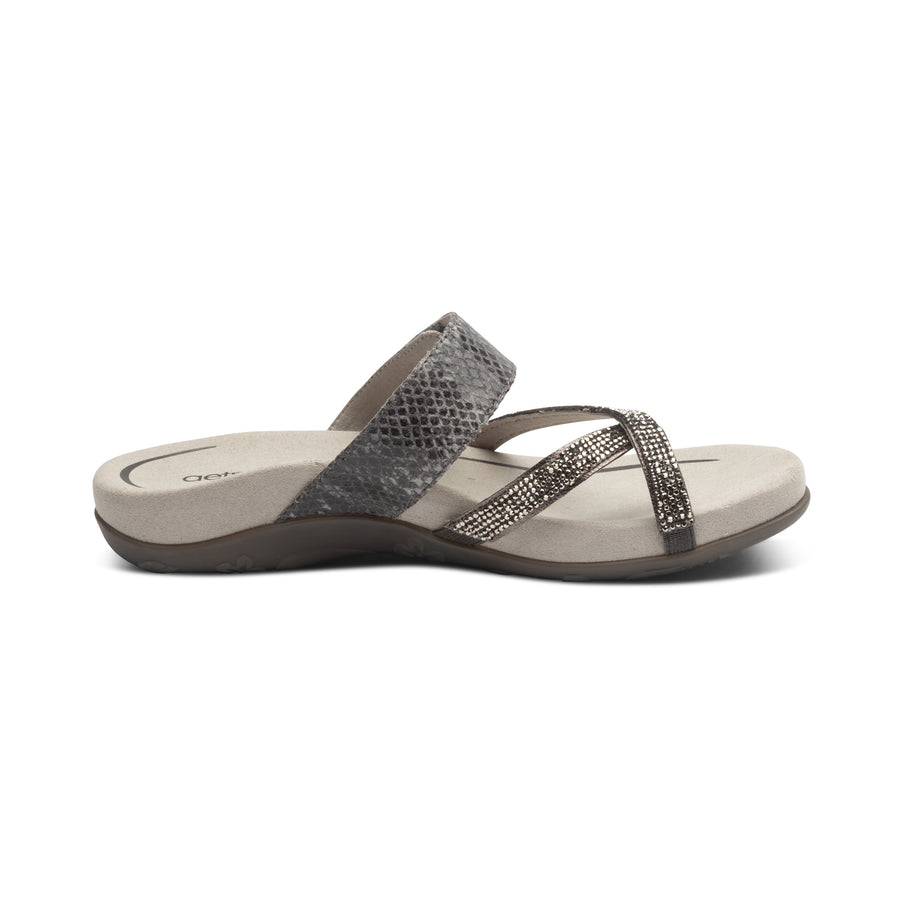 Aetrex Izzy Sparkle Thong Pewter
