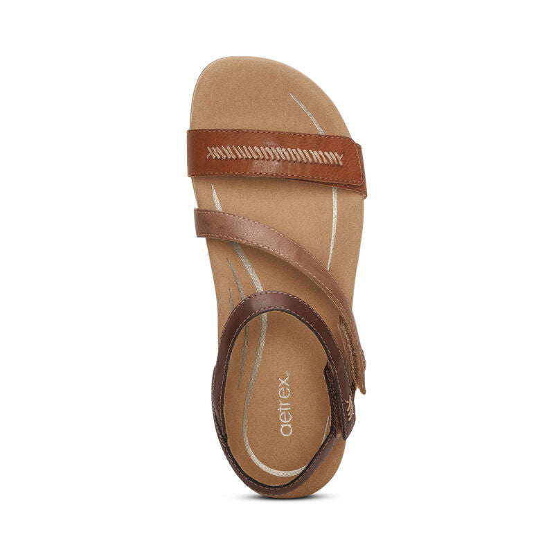 Aetrex Gabby Adjustable Quarter Strap Sandal Cognac Multi