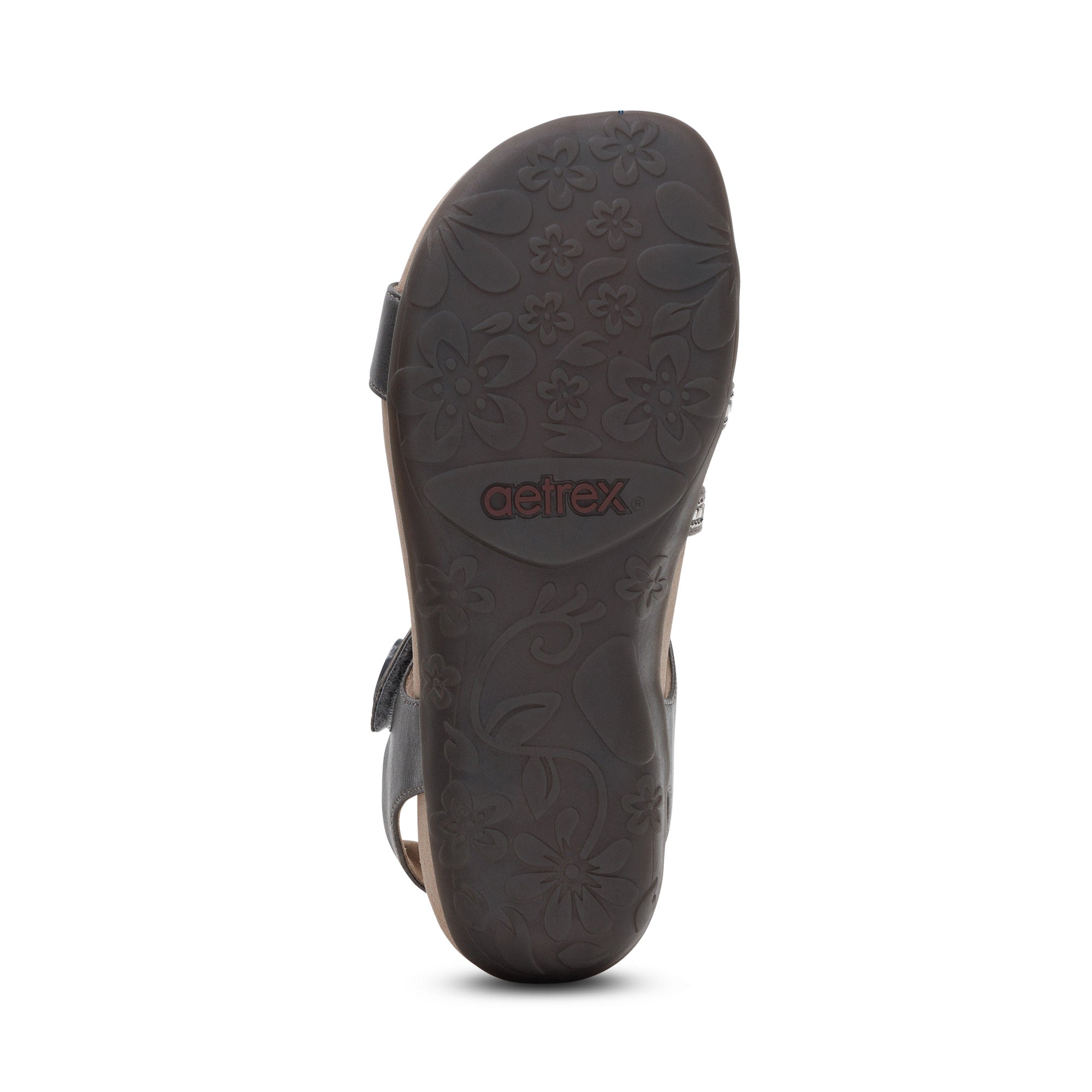 Aetrex Jess Qtr Strap Pewter Sparkle