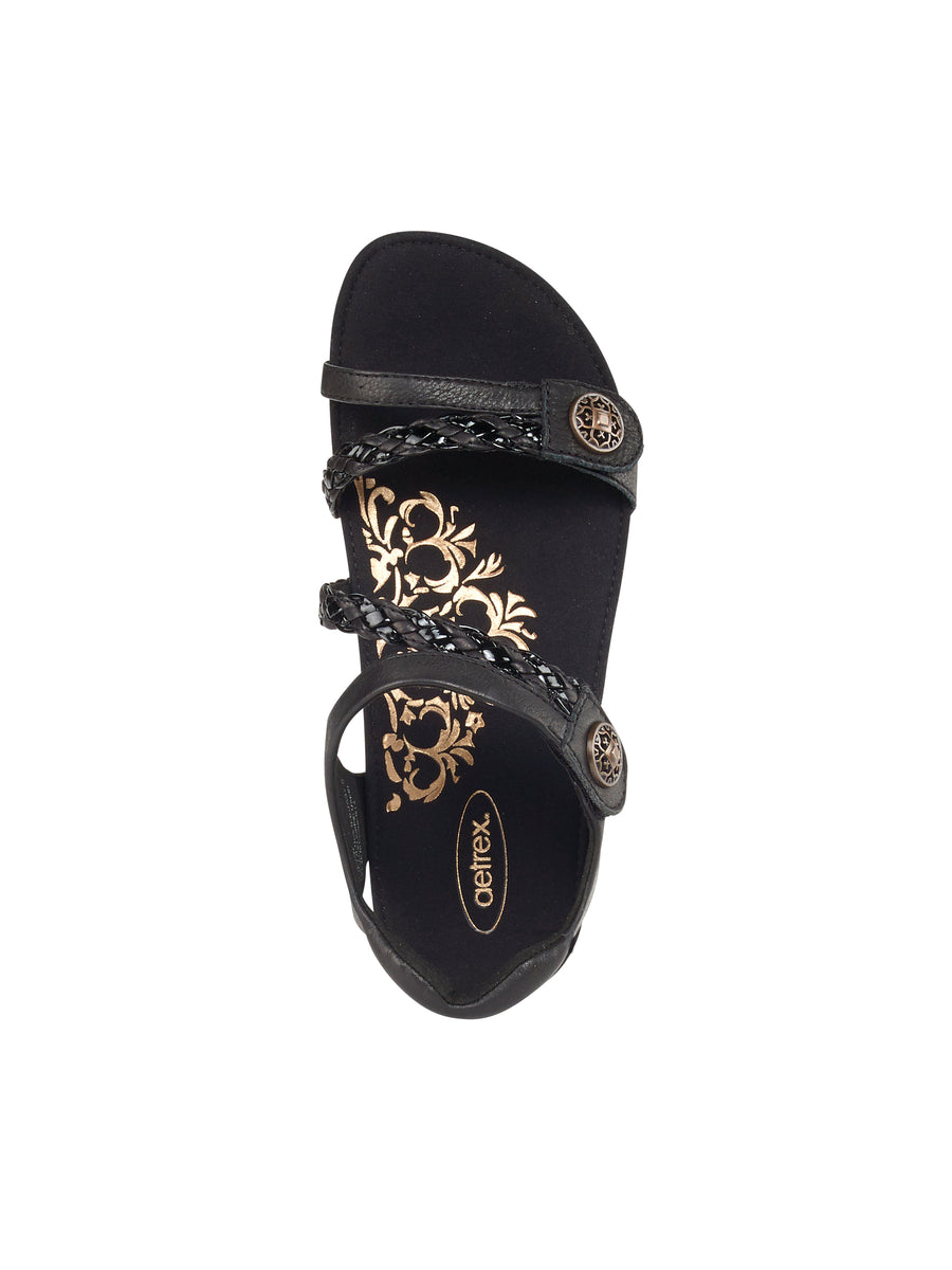 Aetrex Jillian Braided Quarter Strap Black