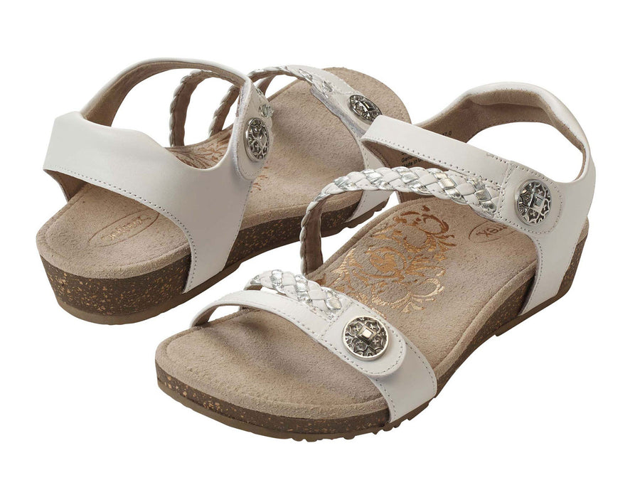 Aetrex Jillian Braided Quarter Strap White