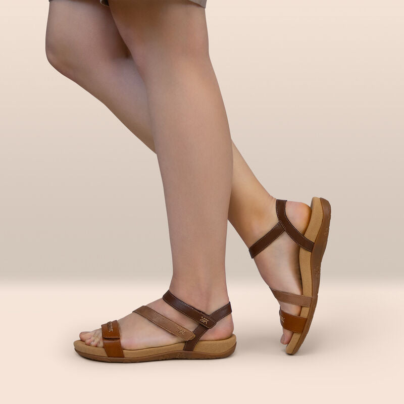 Aetrex Gabby Adjustable Quarter Strap Sandal Cognac Multi