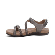 Aetrex Jess Qtr Strap Pewter Sparkle