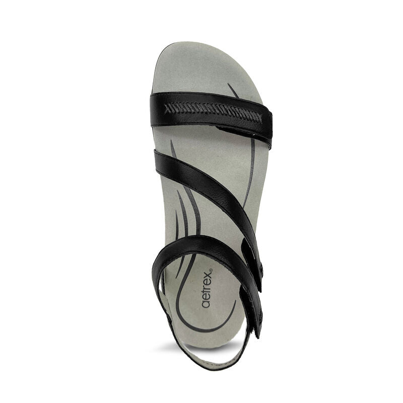 Aetrex Gabby Adjustable Quarter Strap Sandal Black Multi