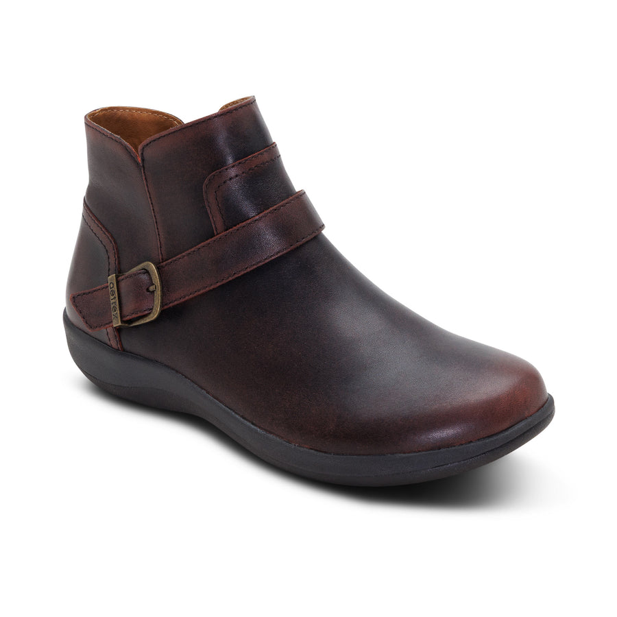 Aetrex Leah Buckle Bootie Cordovan